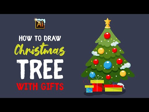 HOW TO DRAW A CHRISTMAS TREE WITH GIFTS. ADOBE ILLUSTRATOR TUTORIAL. FLAT STYLE