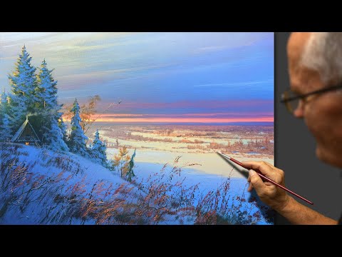 "Solitude" Winter landscape. Acrylic. Artist-composer Yushkevich Victor N.