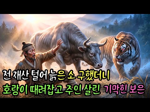 👌잠자기전 듣는 옛날이야기 1시| 도축장 끌려가던 늙은 소를 전 재산 털어 구했더니... 호랑이 때려잡고 주인 살린 기막힌 보은 ㅣ옛날이야기 ㅣ민담 ㅣ오디오북ㅣ전설ㅣ설화 ㅣ야담