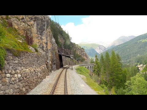 ★ 4K 🇨🇭Cab Ride Samedan - Albulabahn - Chur; from sunny weather into a thunderstorm [07.2020]