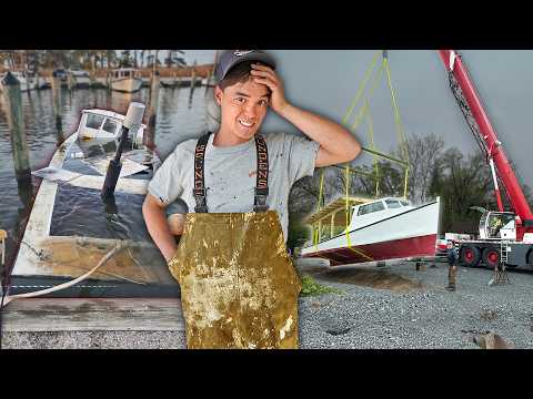Turning a SUNKEN boat into a crab stand in 68 days