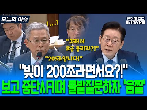 "빚이 200조라면서요!" 보고 중단시키며 돌발질문하자 '움찔'