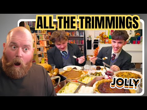 JOLLY’s British Highschoolers Try Thanksgiving Dinner — My Aussie Reaction!