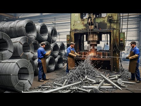 Amazing process of Making Millions Iron Nails Per Day Using Old Ship Plates Recycling in Factory