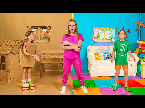 Nastya and the Mysterious Cardboard Toys and House Challenge for Kids