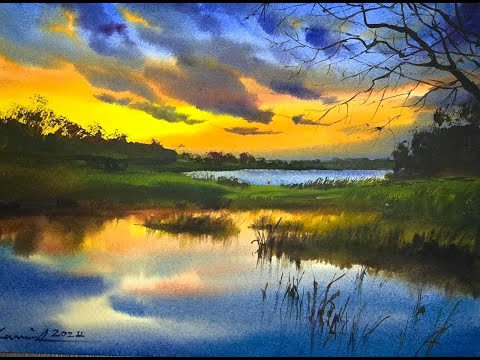 Cloudy Sky Watercolor Painting Tutorial