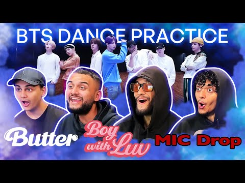 OUR FIRST TIME WATCHING BTS DANCE PRACTICE!! | BTS 'Butter', 'Boy With Luv' and 'MIC Drop'