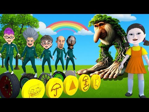 Scary Teacher 3D vs Squid Game 2 Wooden Wheel & Trying Dalgona Candy Games with Boss BRR BRR PATAPIM