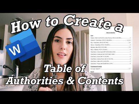 HOW TO CREATE A TABLE OF AUTHORITIES AND CONTENTS ON MICROSOFT WORD