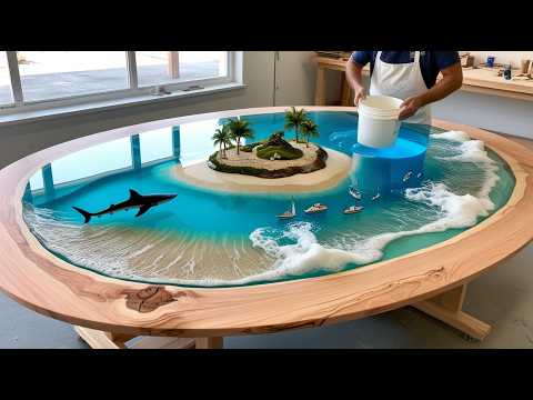 Beautiful Epoxy Table Heart-melting // Click to See the Process of Creating Paradise Island;