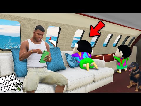 Franklin's First Experience In Private Plane With Shinchan In GTA 5!