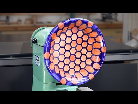 Woodturning Hexagon Scrap Wood and Resin Platter