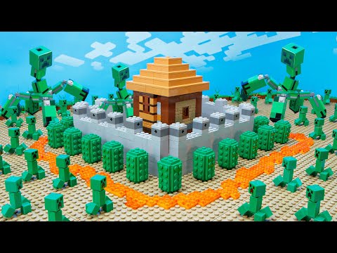 Creepers Attack Defence in the Safest House in Minecraft - LEGO Minecraft Animation