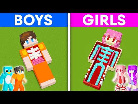 BOYS vs GIRLS: SECRET INSIDE BODY HOUSE Build Challenge in Minecraft!
