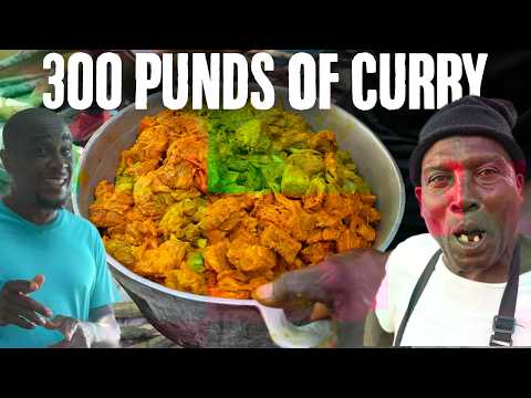 300 LBS Curry Goat Cooked on Wood Fire! Jerk Fish & BBQ Hog Head Feast | Jamaican Party Cooking
