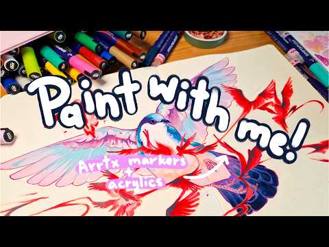 🎀 filling a sketchbook spread || ft. Arrtx acrylic markers