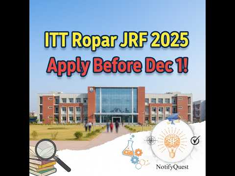 IIT Ropar JRF Recruitment 2025 | ANRF PAIR Project | Chemistry & Materials Science Vacancy|Apply Now