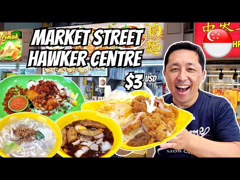 NEWEST Hawker Centre In Singapore! 🇸🇬 Best Eats at Market Street Hawker Centre