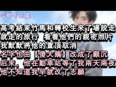 【獨家心動】高考結束竹馬和轉校生來了場說走就走的旅行。看著他們的親密照片。我默默將他的置頂取消，名字也由【傻大鵝】改成了顧沉。後來，他在動車站等了我兩天兩夜。他不知道我早就改了志#小說 #言情 #戀愛