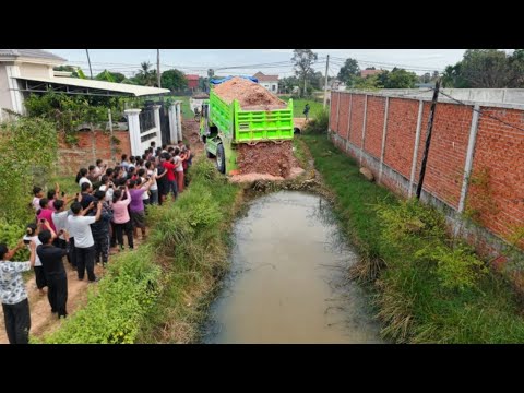 Excellent Starting New Project Clear Water To Build New Road In Village by Bulldozer D31P & Dump Tru