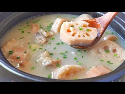 湖北莲藕排骨汤的正宗做法，从选材到制作详细讲解，藕粉汤浓味鲜7144282154321740295