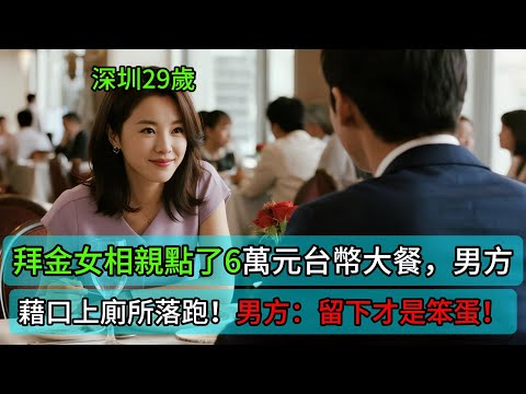 深圳29歲拜金女相親點了6萬元台幣大餐，男方藉口上廁所落跑！男方：留下才是笨蛋！