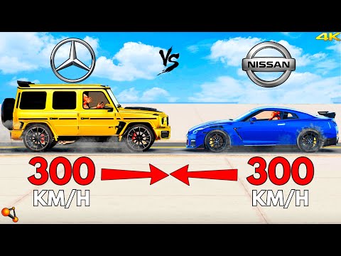 Nissan GTR vs G Wagon 300 KM/H Head On Crash – Destruction Beyond Imagination!