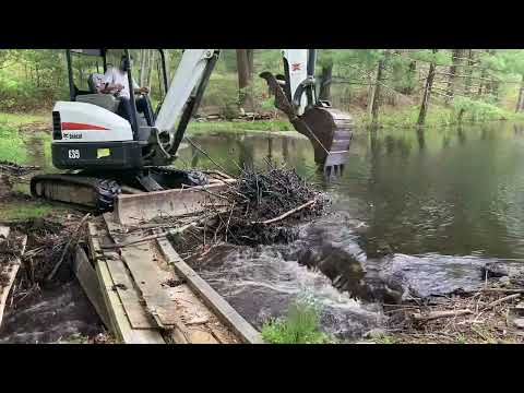 How To Use The Bobcat E35 To Clean Out A Beaver Dam