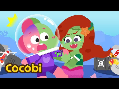 Oh No! There's a Zombie Mermaid in the Polluted Ocean😱 Songs for Kids | Cocobi