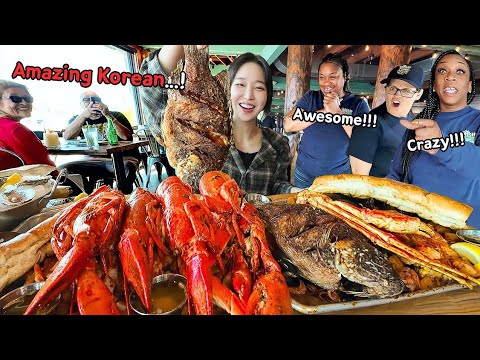 USA Part 1) Drinking 25 drinks alone?!😂 Giant Seafood Tray Challenge Mukbang!