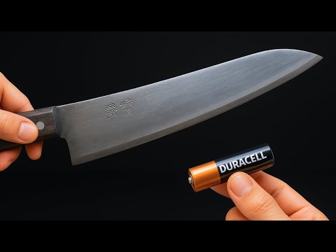 Sharpen any knife like a razor in just 1 minute with just an old battery!