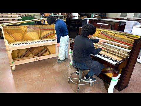 The process of making a Japanese piano. A one-of-a-kind piano created by a skilled piano craftsman