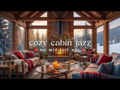 ❄️ Cozy Cabin Jazz (NO MID-ROLL ADS) – Cozy Fireplace Ambience for Relaxation