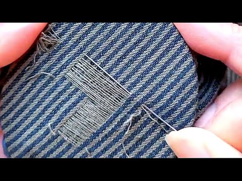 Learn how to invisible repair holes in clothing with a sewing needle