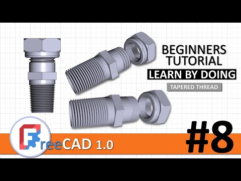FreeCAD 1.0 beginners tutorial #8: Grooves, holes, thread & tapered thread