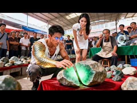 窮男人路過賭石市場,一眼看中眾人丟棄的破石頭,沒想到切開竟是價值連城的帝王翡翠,女總裁當場倒貼求嫁!#短劇 #drama #movie