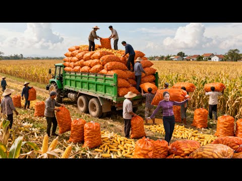 Use Truck to Buy and Transport 3000KG Corn from Farmers to Sell | Tieu Hue Daily
