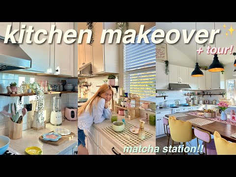 aesthetic KITCHEN MAKEOVER + tour! ⭑ pinterest inspired! ,dream matcha station, kitchenware haul