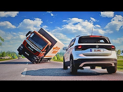 BeamNG Drive - Realistic Rollover Crashes #1