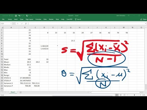Calculating The Standard Deviation, Mean, Median, Mode, Range, & Variance Using Excel