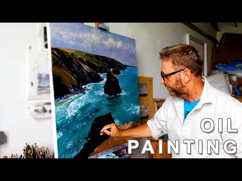 OIL PAINTING ON CANVAS | Bedruthan Steps, Cornwall