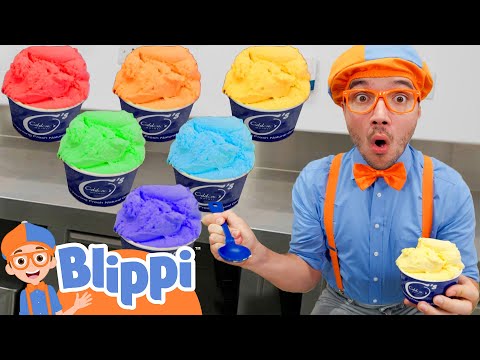 Rainbow Ice Cream Making with Blippi! | Learning Fun Yummy Food | Educational Videos For Kids