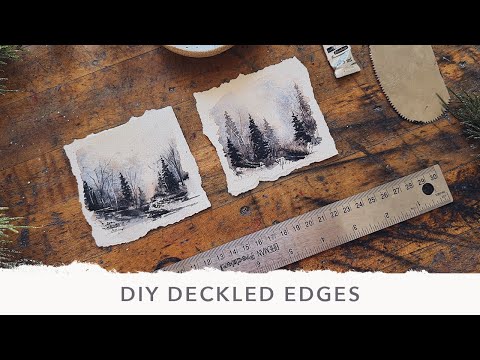 How To Create a Deckled Edge - Mini Atmospheric Landscape | Ornament Frame Watercolor Painting