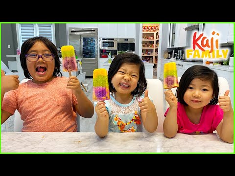 How to make Rainbow Popsicles with 1hr DIY kid size baking!!!