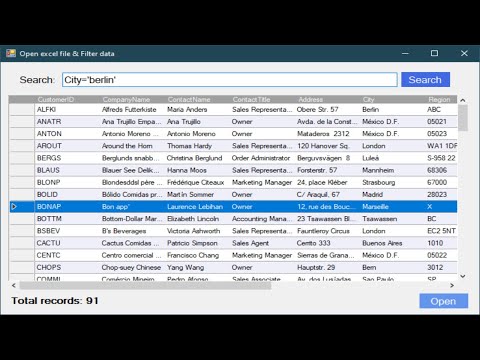 C# Tutorial - Open and Read Excel Files, Search or Filter Data in DataGridView | FoxLearn