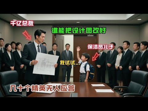 “誰能把設計圖改好，就當我的助理！”千億總裁説，會議室鴉雀無聲，隻有清潔工兒子舉起手，所有人都震惊了…#情感故事#故事分享 #溫情故事#正能量
