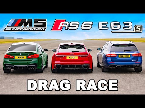 750hp BMW M5 v 750hp RS6 v 810hp AMG E63 S: DRAG RACE