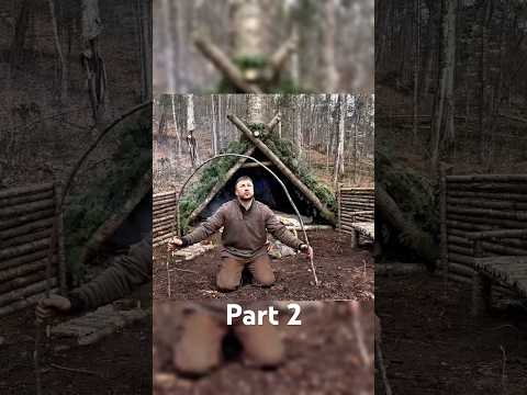 Building a warm and cozy viking bushcraft shelter. Part 2 FULL