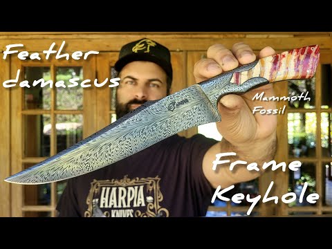Mammoth Fossil in Frame Keyhole - Feather Damascus