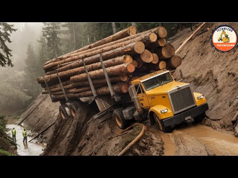 World's Largest Logging Truck: Heavy Equipment in Dangerous Operation #76